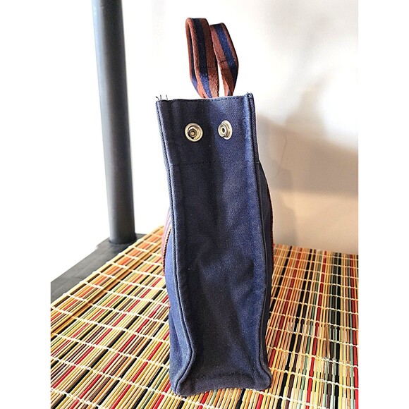 Hermes Small Fourre Tout Canvas Handbag - Blue/Rust - Picture 13 of 14